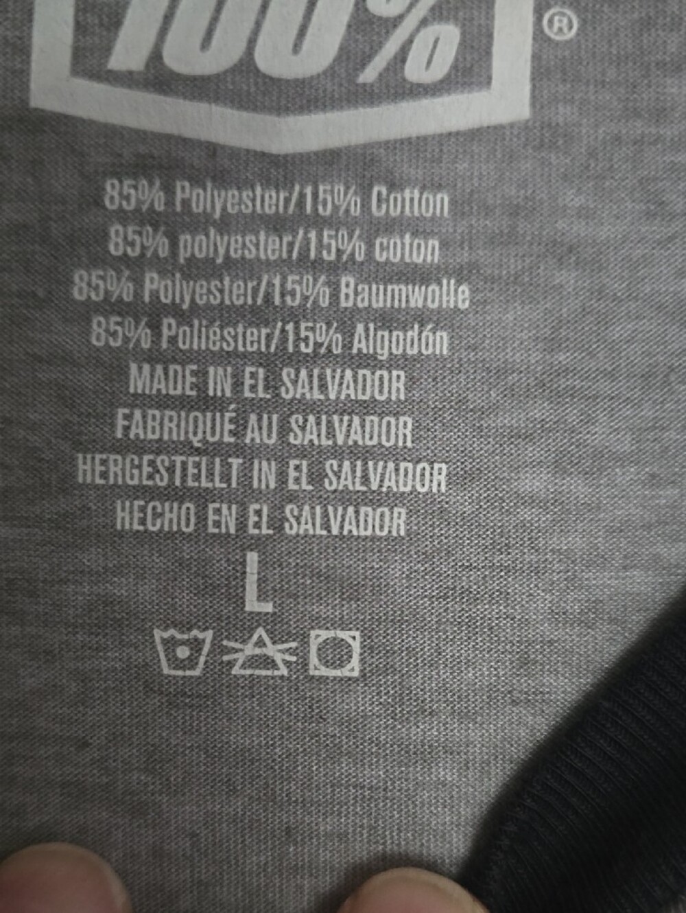 100% Logo Raglan Baseball Tee - Gray/Black - Picture 3 of 3